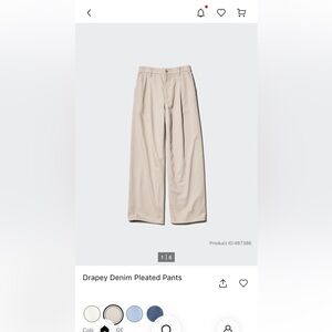 Uniqlo Drapey Denim Pleated Pants size M NWT